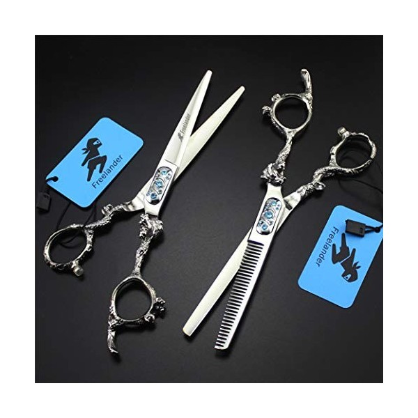 Professionnel Ciseaux de coiffure haut de gamme 6 pouces dragon bleu poignée Set Gem 440C Styliste personnalité Barber Scisso