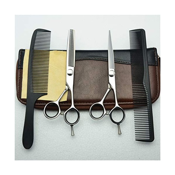 Argent Professionnels Ciseaux de Coiffure droitier 5.5/6.0 Pouces Set Haut de Gamme Coupe et Ciseaux à effiler Kit Salon de C