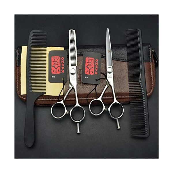 Argent Professional 5.5/6.0 Pouces -Handed Ciseaux de Coiffure Set Haut de Gamme Coupe et Dilution Ciseaux Kit Cheveux Shear 