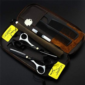 HIJIN Couper Les Cheveux Coiffeur Ciseaux Kits, 5,5 Pouces Barber Ciseaux Set, Outils Dilution/Ciseaux Plat, Léger Et Sharp, 