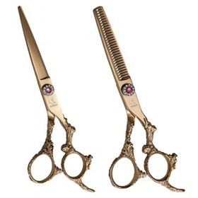 Or Professional 6 pouces haut de gamme Ciseaux de coiffure en acier inoxydable de coupe de cheveux+Texture Dilution Cisailles