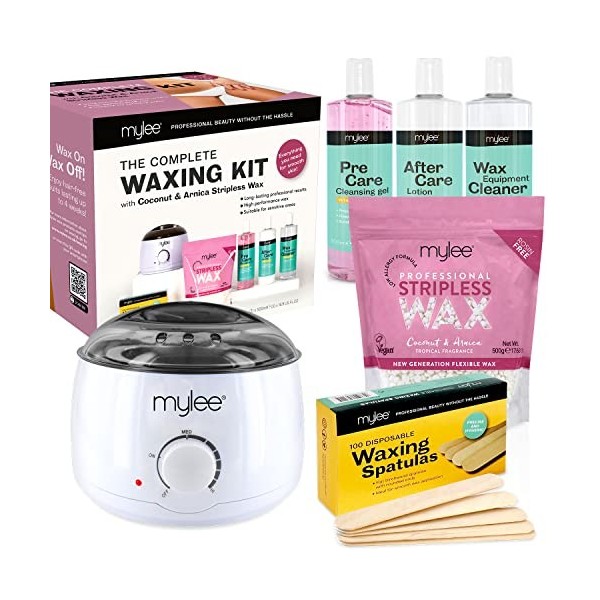 Mylee Professional Kit complet dépilation à la cire avec chauffe-cire, perles de cire dure 500 g, spatules applicatrices, ge