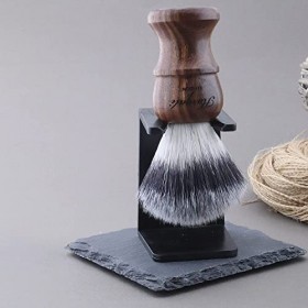 Set de rasage en bois pour lui avec rasoir de sécurité, blaireau en poils synthétiques, support bol et savon Rasage et Épilation