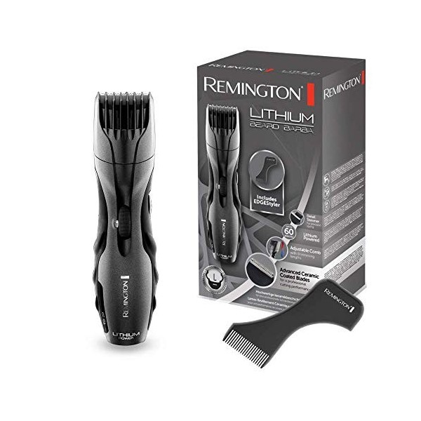 Remington Tondeuse Barbe [Guide pour dessiner la barbe] Beard Barba Ergonomique, Lames Céramique, Sabot Ajustable 1,5-18mm,L