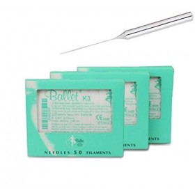 Lot de 50 aiguilles électro-dépilatoires en acier inoxydable pour esthéticienne K3 0,075 mm .