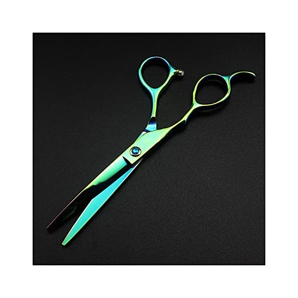 Ciseaux de barbier pour gaucher, ciseaux de barbier verts de 6 pouces, ciseaux à effiler, ciseaux de coiffeur, ciseaux de cou