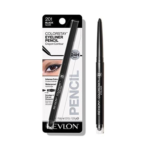 Revlon Crayon eye-liner ColorStay - Glisse en douceur pour un regard spectaculaire et bien défini - Noir 201 - 0,29 g Eyeline...