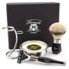 Kit de rasage Haryali London pour homme avec rasoir à 3 bords, brosse à raser, support de rasage, bol de rasage et savon à ra