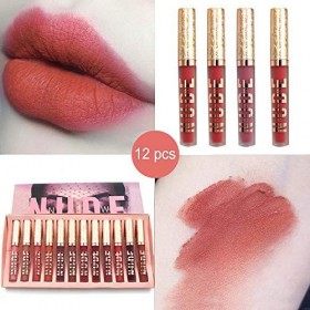 Minyun-Beauty Ensemble De Rouge À Lèvres Liquide Imperméable LEau Couleurs Mat Antiadhésif Hydratant Colourfast Lipliner Mat
