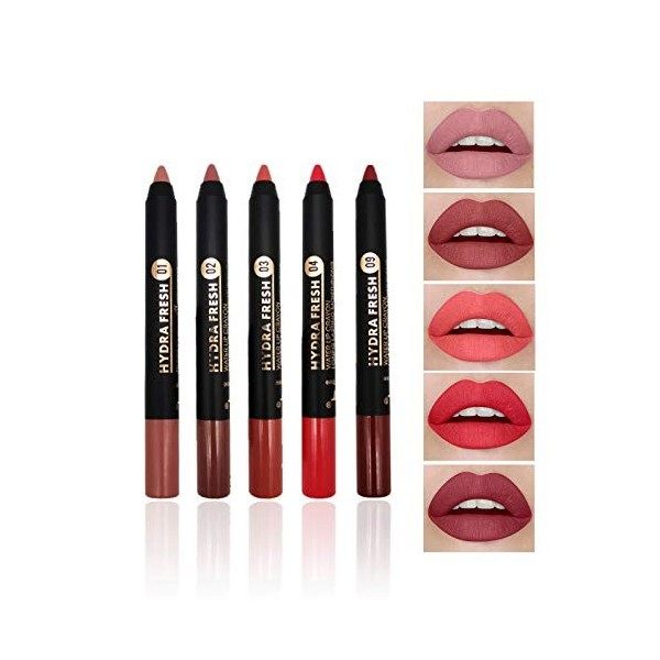 Ensemble de rouge à lèvres mat 5 couleurs, Kiogyek velvet lipstick nude, ensembles de rouge à lèvres imperméable de longue du