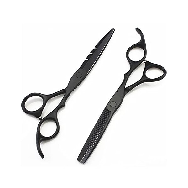 OUYOXI Black Barber Scissors, Sceaux d’amincissement des cheveux, Ciseaux Barbier, Ciseaux de coiffure Couleur: 6 pouces set