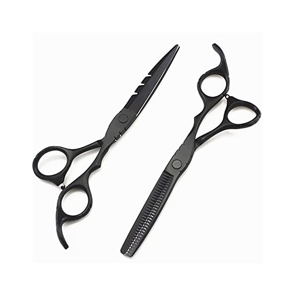 OUYOXI Black Barber Scissors, Sceaux d’amincissement des cheveux, Ciseaux Barbier, Ciseaux de coiffure Couleur: 6 pouces set