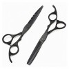 OUYOXI Black Barber Scissors, Sceaux d’amincissement des cheveux, Ciseaux Barbier, Ciseaux de coiffure Couleur: 6 pouces set