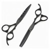 OUYOXI Black Barber Scissors, Sceaux d’amincissement des cheveux, Ciseaux de barbier, Ciseaux de coiffure Couleur: 6 pouces 