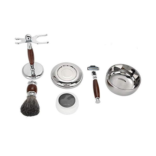 Kit de Rasage, Ensemble de Rasage de Barbe pour Hommes, Bol de Brosse avec Porte-Savon, Kit de Rasoirs Manuels pour le Nettoy