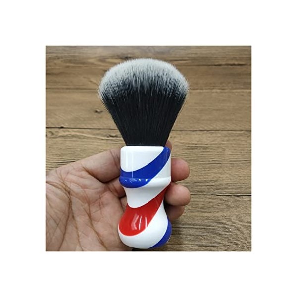 WWWFZS Dscosmetic 24Mm Tuxedo Blaireau de Rasage avec Noeuds de Cheveux Synthétiques avec Manche Barber Pole