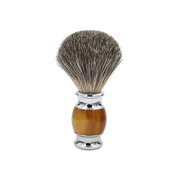 WWWFZS Brosse de Rasage Humide à Base de métal de poignée en résine de Poils de Blaireau de Haute qualité Pure pour Homme