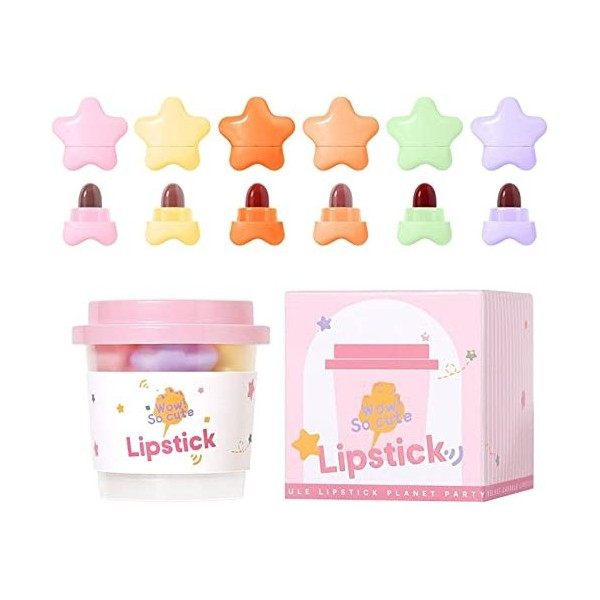 6/8/16 Colors Capsule Lipstick Set,Mini Matte Coffee Lipstick Stars Candy Mini Capsule Lipstick, Tint Long-Lasting Liquid Lip