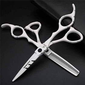 Générique Ciseaux de Coiffeur Ensemble de Ciseaux de Coiffure de personnalité Blanche Outils de Coiffure de 6 Pouces