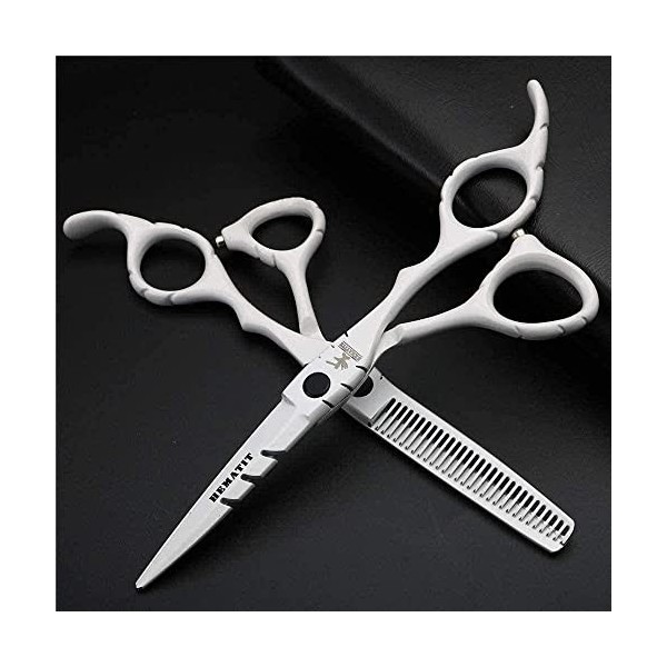 Générique Ciseaux de Coiffeur Ensemble de Ciseaux de Coiffure de personnalité Blanche Outils de Coiffure de 6 Pouces