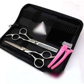 Générique Ciseaux de Coiffeur 6 Pouces Ciseaux de Coiffure Professionnels Plat + Ciseaux à Dents Ensemble doutils de Coiffur