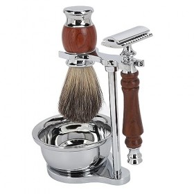 Ensemble de Rasoirs, Alliage Facile à Nettoyer, Manche en Bois, Kit de Rasage Manuel pour Hommes, Cadeau