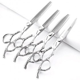 Lot de 4 ciseaux à cheveux professionnels de 15,2 cm en acier inoxydable 440C