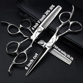 Lot de 4 ciseaux à cheveux professionnels de 15,2 cm en acier inoxydable 440C