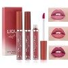 3 Couleurs Set Rouge à Lèvres Liquide Mat, nude ensemble velouté longue durée antiadhésif tasse,Longue Tenue Waterproof Lipst