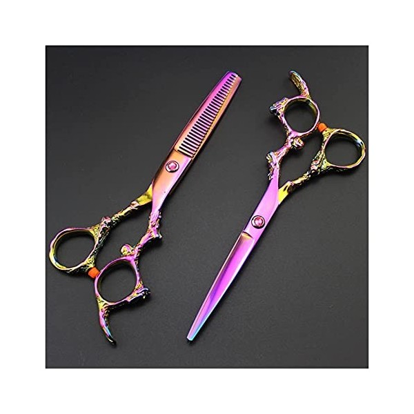 NC Ciseaux de Coiffure Violets de 6 Pouces Coupe de Cheveux Ciseaux de Coiffeur Amincissants Outils de Coiffeur à Coupe Plate