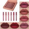 3 Couleurs Set Rouge à Lèvres Liquide Mat, nude ensemble velouté longue durée antiadhésif tasse,Longue Tenue Waterproof Lipst