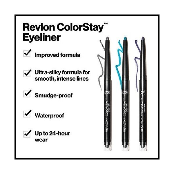 Revlon Crayon eye-liner ColorStay - Glisse en douceur pour un regard spectaculaire et bien défini - Noir 201 - 0,29 g Eyeline...