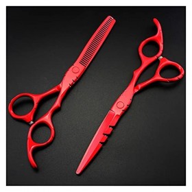 Ciseaux de coupe de cheveux rouges de 5,5/6 pouces, ciseaux amincissants, ciseaux de barbier, ciseaux de coiffure, ciseaux de