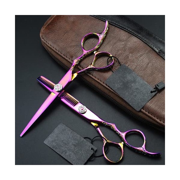 Ciseaux de coupe de cheveux, 6 pouces haut de gamme professionnel 440c violet prune coupe ciseaux de cheveux coupe barberthin