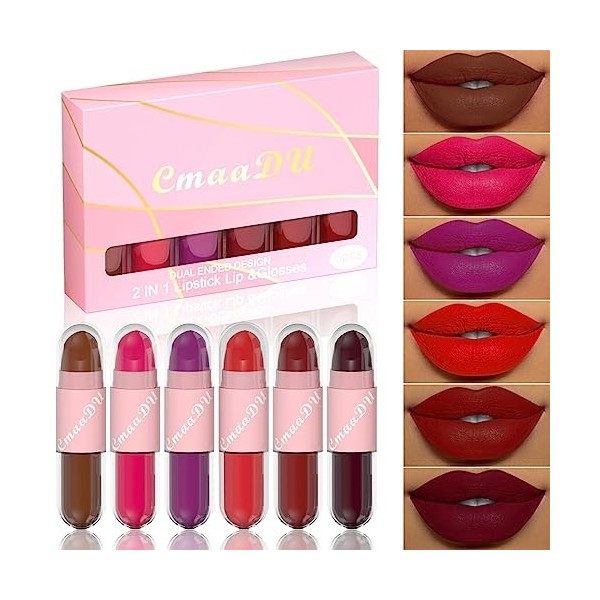 Rouge à Lèvres, Ensemble de rouge à lèvres mat, set de brillant à lèvres liquide, Brillant à Lèvres Mat Longue Tenue, Coffret