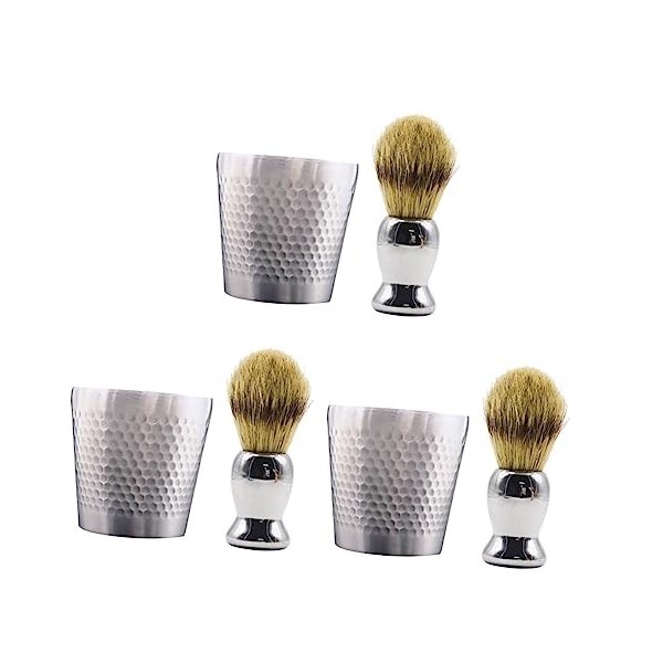 FRCOLOR 3 Ensembles De Brosses À Barbe Kit De Toilettage Pour Hommes Blaireaux Pour Hommes Crème À Raser Pour Hommes Tasse De