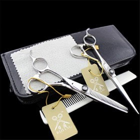 Chaomeiart Coiffure Professionnelle Main Gauche Barber Ciseaux Set Ciseaux À Effiler Salon Kits Dents Plates Ciseaux en Acier