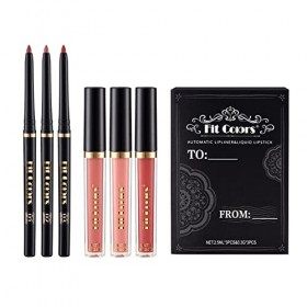 6 Couleurs Mat Hydratant Rouge à Lèvres Nude Ensemble, FantasyDay Longue Durée Imperméable Liquide Gloss - Sexy Brillant à Lè