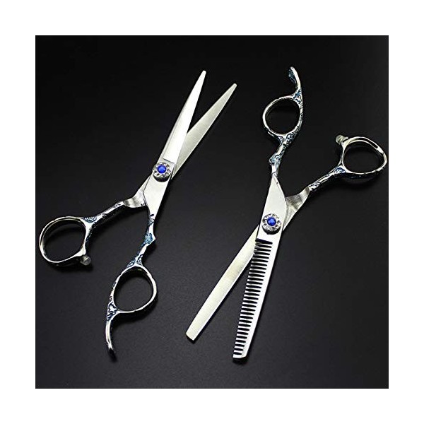 Ciseaux de coupe de cheveux, professionnels 440c prune bleue 6 pouces ciseaux de cheveux coupe barbier coupe salon de coiffur