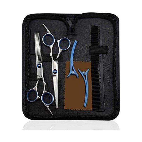 Ciseaux de coiffeur Ensemble de ciseaux de coupe de cheveux professionnels 6 pièces Kit de ciseaux de coiffure