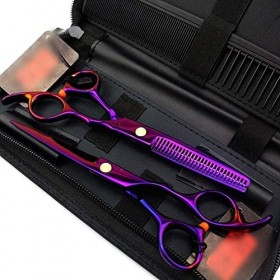 Ciseaux de coiffeur 6 pouces ensemble de coiffure professionnel violet ciseaux de coiffure cisaillement plat + ensemble de ci