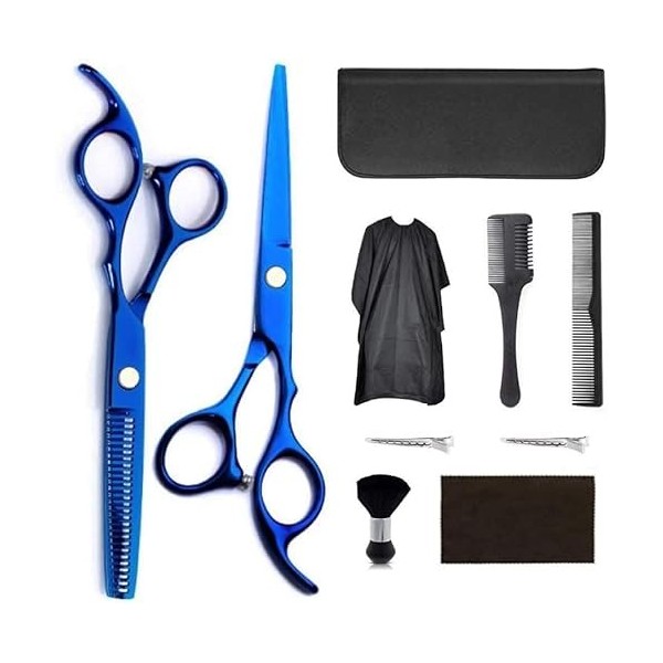 Kits de ciseaux de coupe de cheveux, kits de ciseaux de coiffure en acier inoxydable, ciseaux de barbier, clips, ensembles de