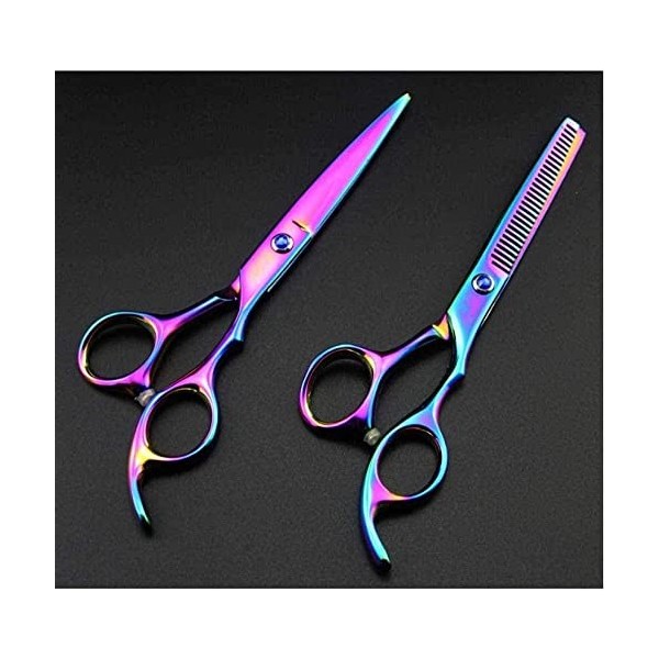 Ciseaux de barbier professionnels 6,0 pouces, ciseaux de coupe violets amincissants, ciseaux de coupe de cheveux, ensemble de