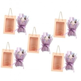 FRCOLOR Lot de 5 boîtes cadeau - Bouquets de fleurs artificielles - Cadeau de mariage - Fleurs de savon parfumées - Savon - B