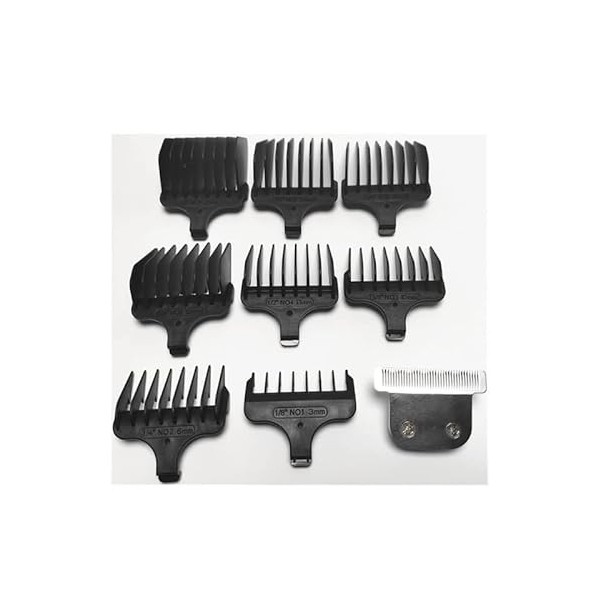 RobertDTesta 1X Rasoir T-Blade + 8X Clipper Peigne 1- 8,1/8"-1", Remplacement 3-25mm for Wahl 9885L 9886 9888 9888L 9893 965