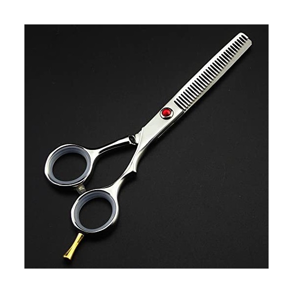 Ciseaux de barbier Ciseaux de coupe de cheveux, 14 cm professionnels en acier 440 C avec pierres précieuses rouges, outils de