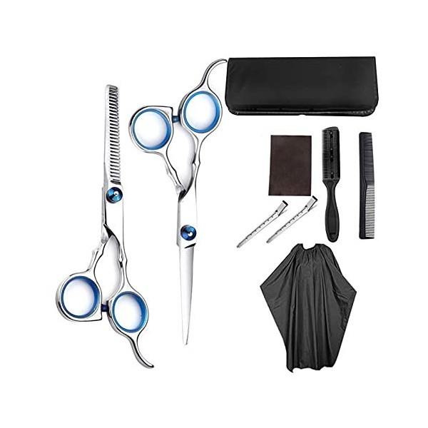 MKYOKO 9PCS / Set Professional Hairdressinghaircutting Scissors Kit Hair Cuttinghaircutting Scissors Brosse à Cheveux Pince à
