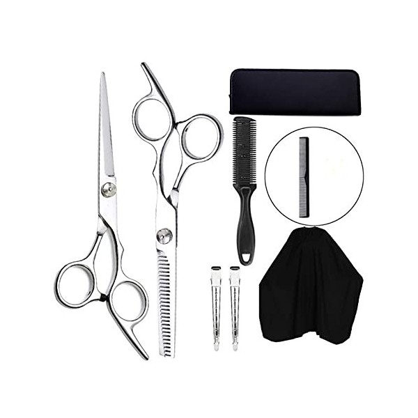 MKYOKO 9PCS / Set Professional Hairdressinghaircutting Scissors Kit Hair Cuttinghaircutting Scissors Brosse à Cheveux Pince à