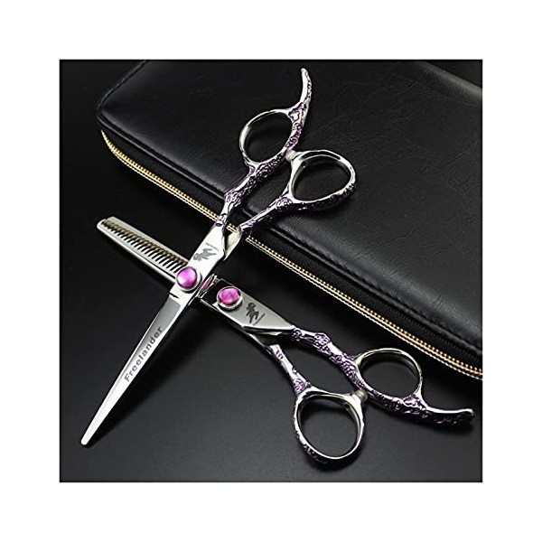 Outils de coiffure professionnels de 6 pouces, ciseaux de coiffure, fleur violette, poignée de prune, ciseaux de coiffure, ci