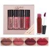 Zhiaek 4 Couleur Lot Rouge a Levre Mat Longue Tenue Set Rouge à Lèvres Liquide Lipstick Matte Brillant à Lèvres Permanent et 